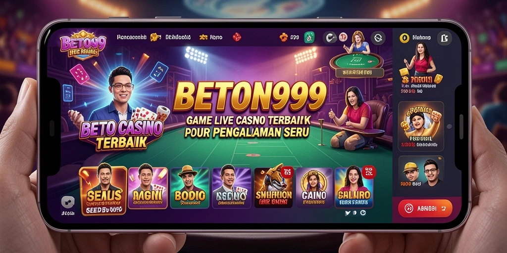 Screenshot dari gameplay Live Casino BETON999 dengan dealer langsung.
