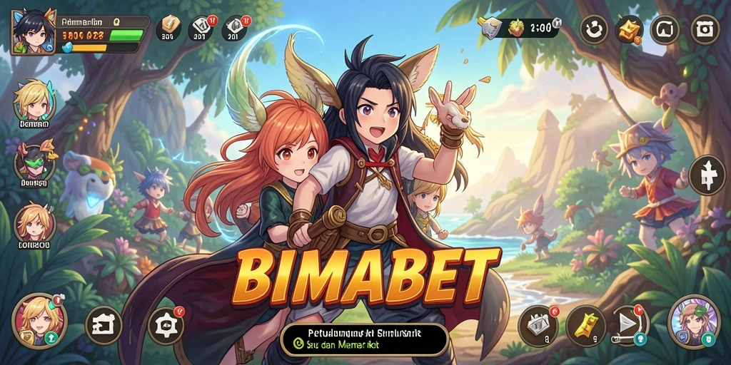 Tangkapan layar dari gameplay BIMABET dengan karakter anime unik.