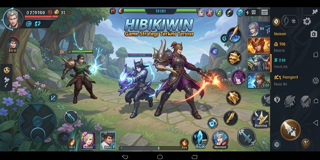 Tampilan gameplay HIBIKIWIN menampilkan pertempuran strategis yang mendebarkan.