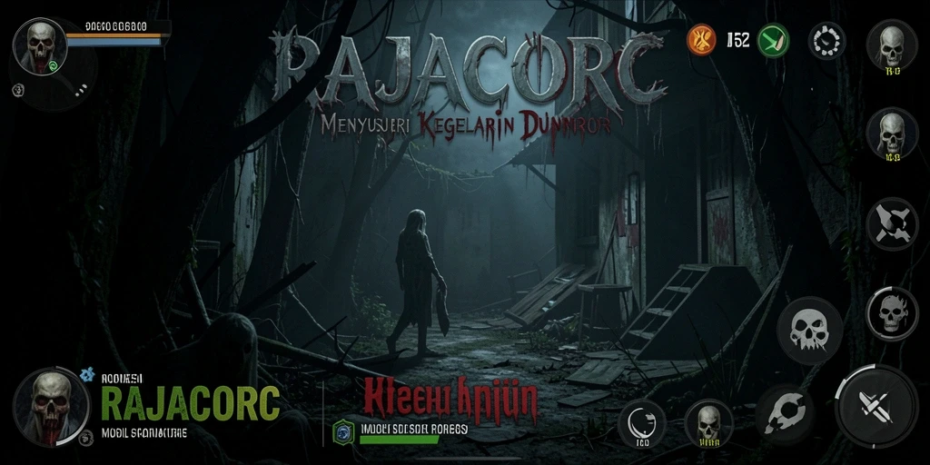 Tangkapan layar menampilkan gameplay menyeramkan RAJACORC.