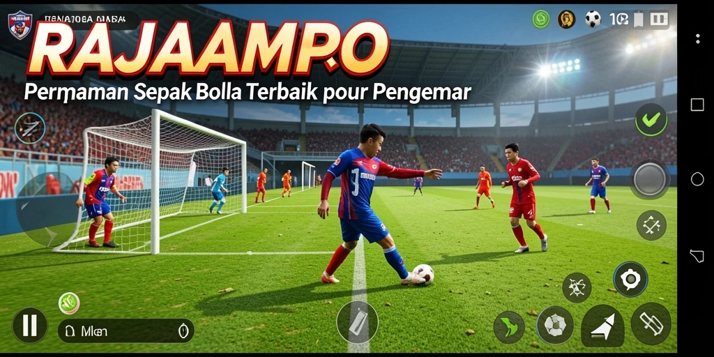 Tampilan gameplay mendebarkan dari RAJAMPO dengan momen-momen sepak bola epik.