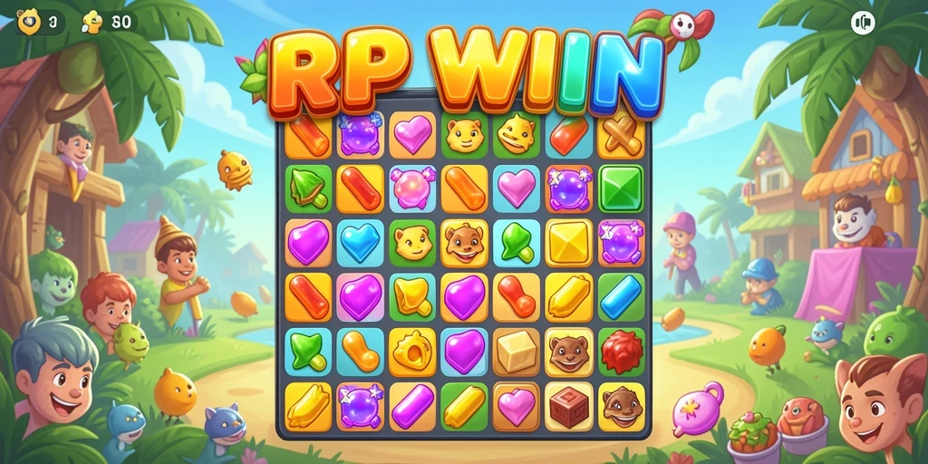 Screenshot gameplay RPWIN menampilkan aksi seru dalam game Match-3.