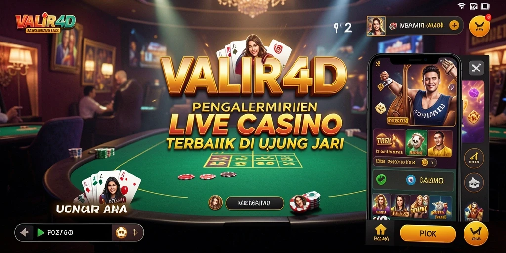 Tangkapan layar gameplay VALIR4D menampilkan dealer langsung yang profesional dan permainan yang mendebarkan.